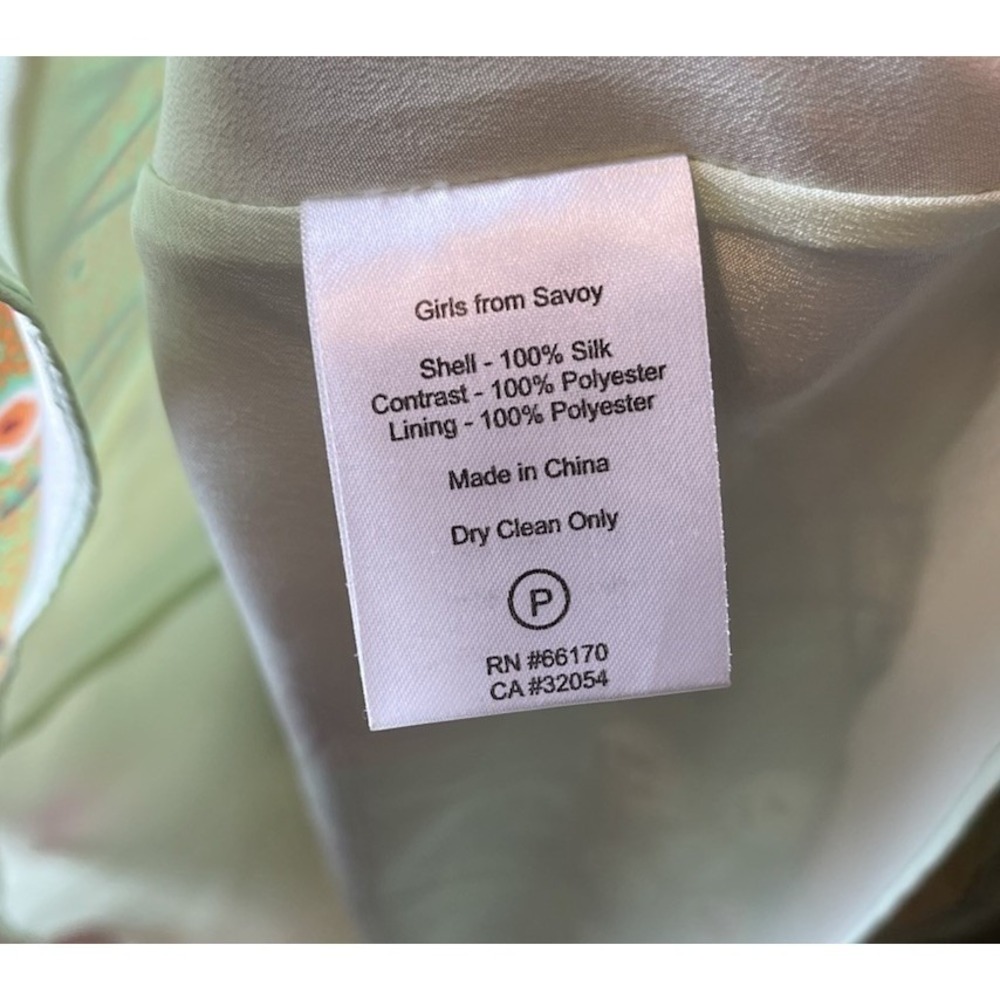 Girls from Savoy Anthropologie Green Floral Silk Fit and Flare Dress Size 8 - Picture 8 of 8